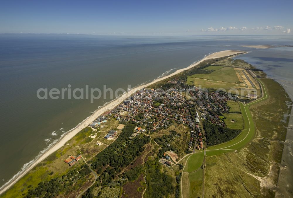 Aerial image Wangerooge - Coast of the island Wangerooge as part of the East Frisian Islands in the Wadden Sea in Lower Saxony