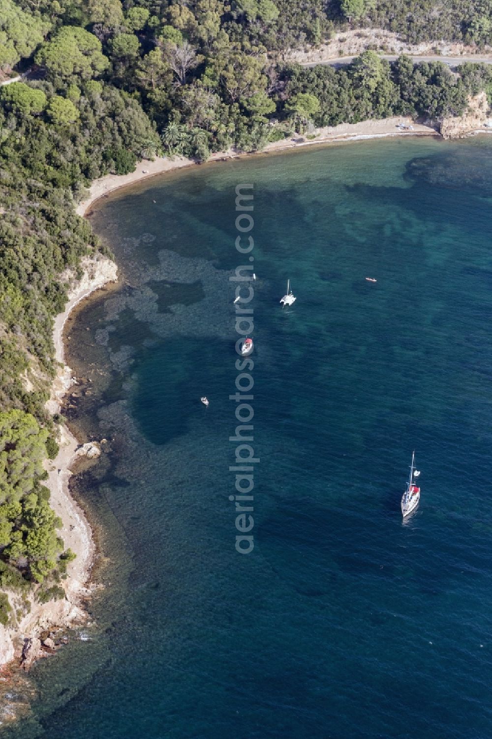 Aerial photograph Elba - Dream coast and blue sea and the island of Elba in Tuscany in Italy