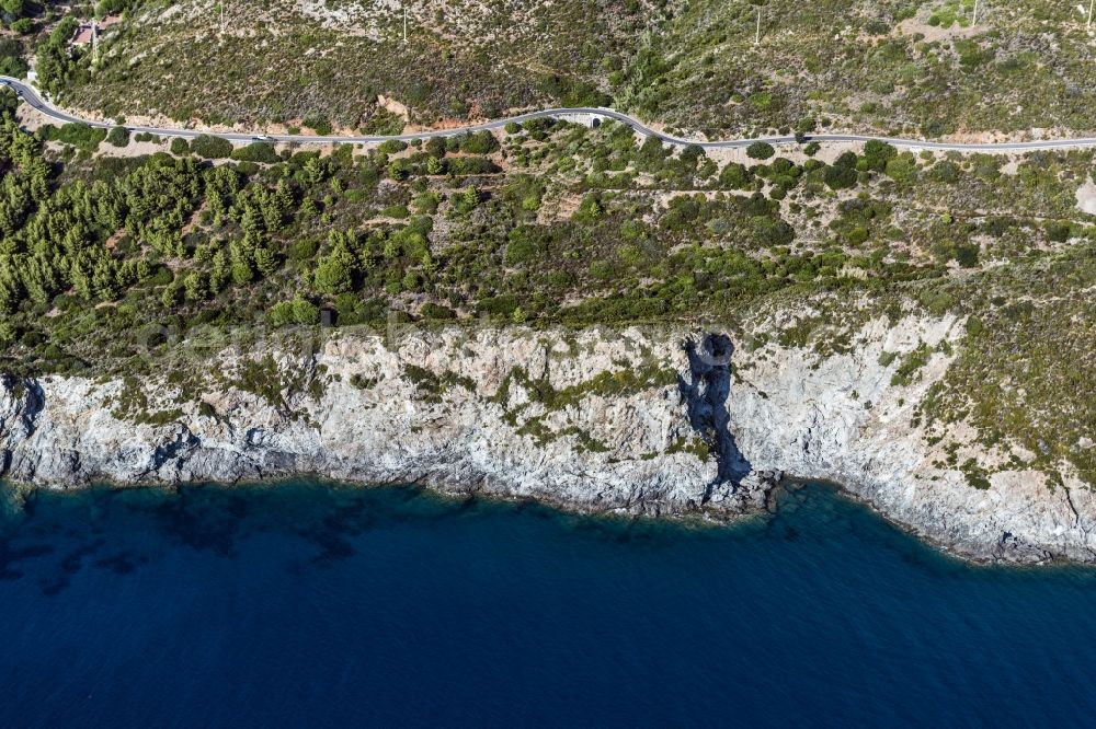 Aerial image Elba - Dream coast and blue sea and the island of Elba in Tuscany in Italy