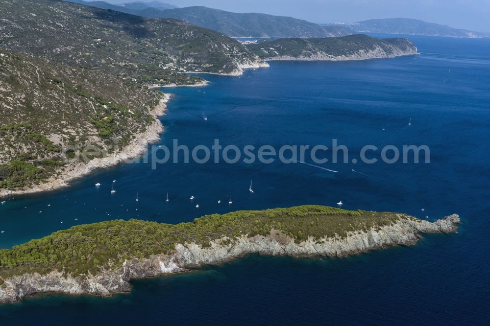 Elba from above - Dream coast and blue sea and the island of Elba in Tuscany in Italy