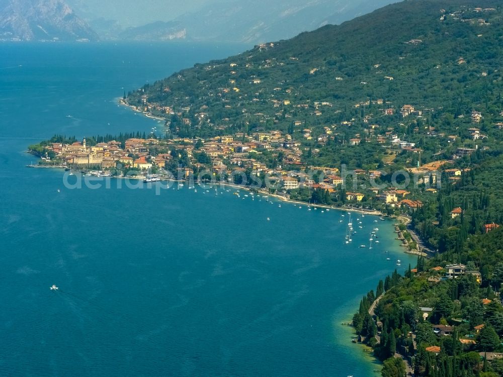 Aerial image Torri del Benaco - Townscape of Torri del Benaco in Veneto at the Garda sea, Italy