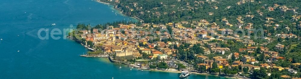 Aerial image Torri del Benaco - Townscape of Torri del Benaco in Veneto at the Garda sea, Italy