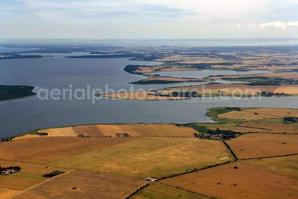 Glowe from the bird's eye view: Coastal landscape on the Tromper Wiek and the Jasmund peninsula, Rügen Bodden Lebbiner in Mecklenburg-Western Pommerania