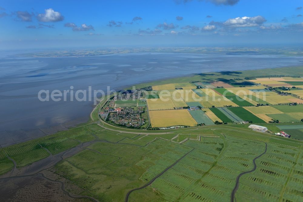 Aerial image Friedrichskoog - Coastline with dike protection strips in Friedrichskoog in the state Schleswig-Holstein