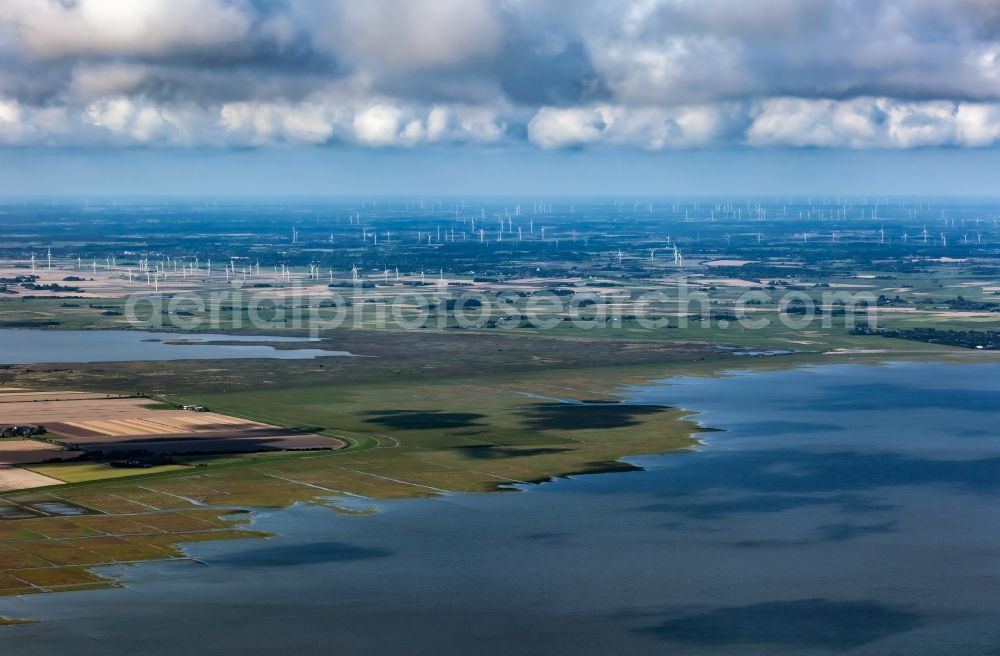 Aerial image Nordstrand - Coastline with dike protection strips in Nordstrand North Friesland in the state Schleswig-Holstein, Germany