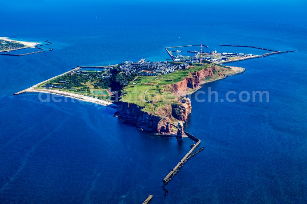 Helgoland from above - Coastal landscape of the island of Helgoland in the North Sea in the state of Schleswig-Holstein, Germany