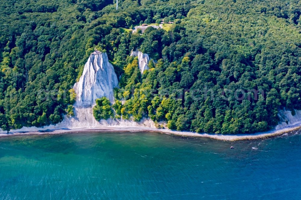 Sassnitz from above - Coastline with dike protection strips in Sassnitz in the state Mecklenburg - Western Pomerania, Germany