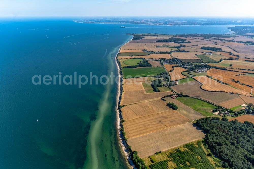 Schwedeneck from above - Coastal landscape on the sandy Baltic Sea beach near Schwedeneck in the state Schleswig-Holstein, Germany