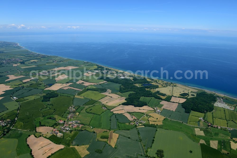 Aerial photograph Panker - Baltic coast landscape with green fields in Todendorf in the state Schleswig-Holstein