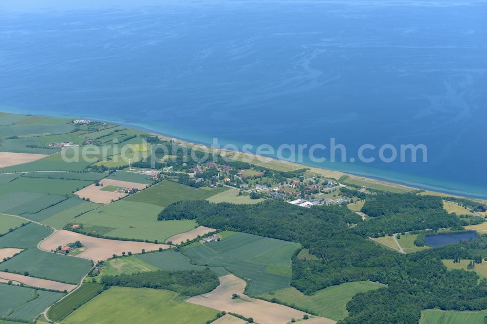 Panker from above - Baltic coast landscape with green fields in Todendorf in the state Schleswig-Holstein