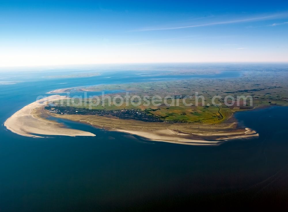 Sankt Peter-Ording from the bird's eye view: Coastal landscape and sandbar - structures in Sankt Peter-Ording at Nordfriesland in the state Schleswig-Holstein, Germany