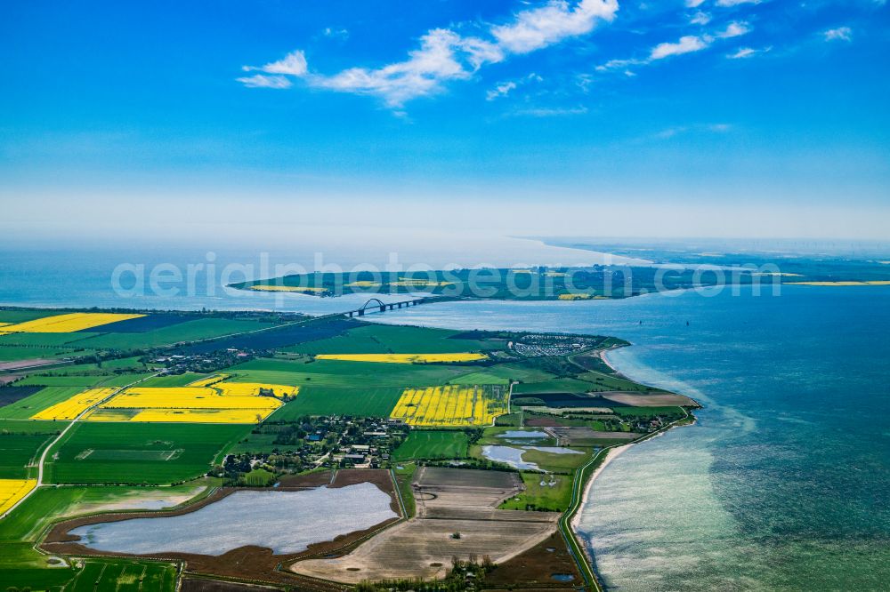 Fehmarn from above - Coastline on the sandy beach Albertsdorf on street Albertsdorf in Fehmarn on the island on street Albertsdorf of Fehmarn in the state Schleswig-Holstein, Germany