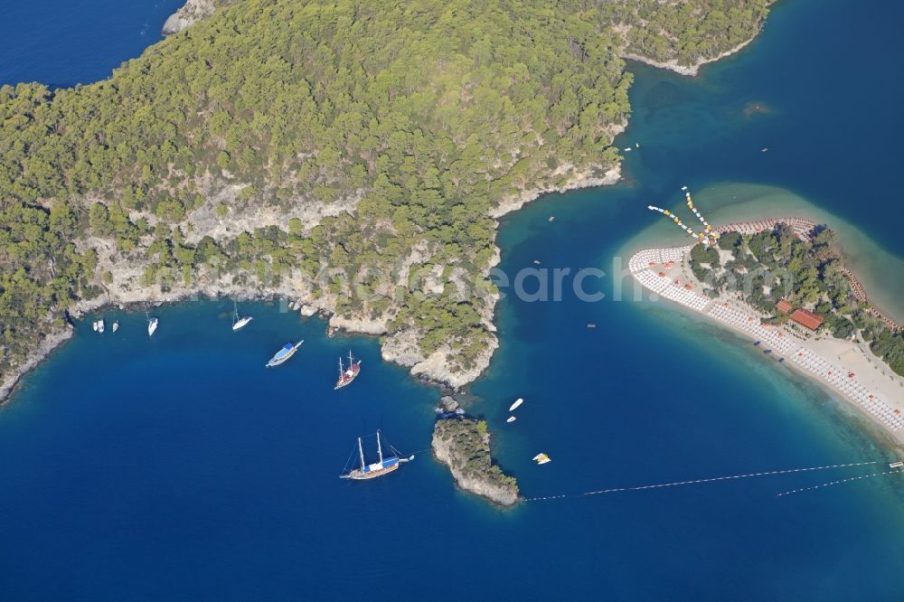 Ölüdeniz from above - Coastline with the sandy beach of Oeluedeniz in Turkey