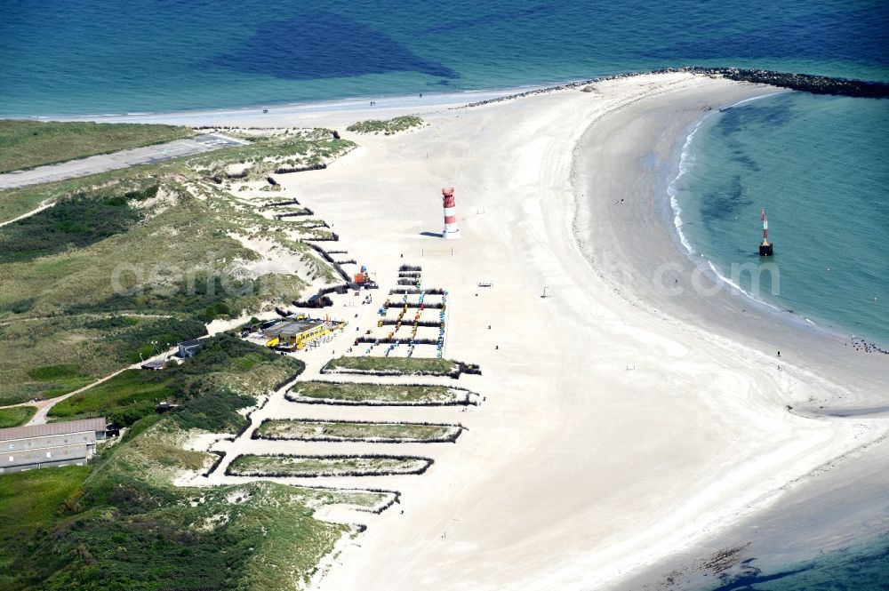 Helgoland from the bird's eye view: Coastline on the sandy beach of Helgoland-Duene in Helgoland in the state Schleswig-Holstein