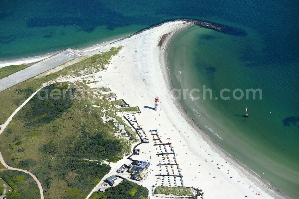 Aerial photograph Helgoland - Coastline on the sandy beach of Helgoland-Duene in Helgoland in the state Schleswig-Holstein