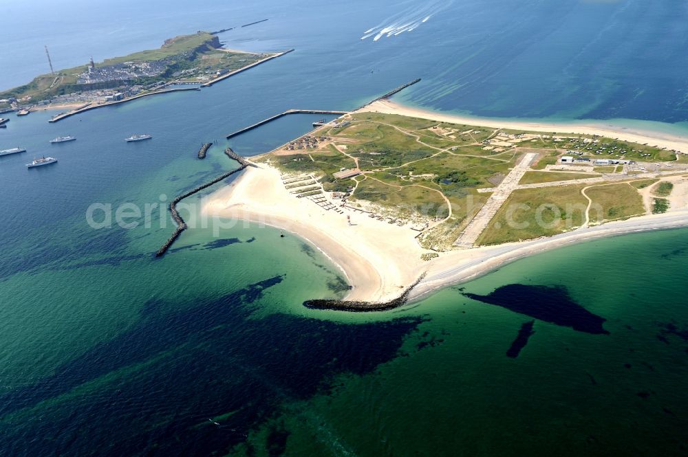 Helgoland from above - Coastline on the sandy beach of Helgoland dune in the North Sea at Helgoland in Schleswig-Holstein