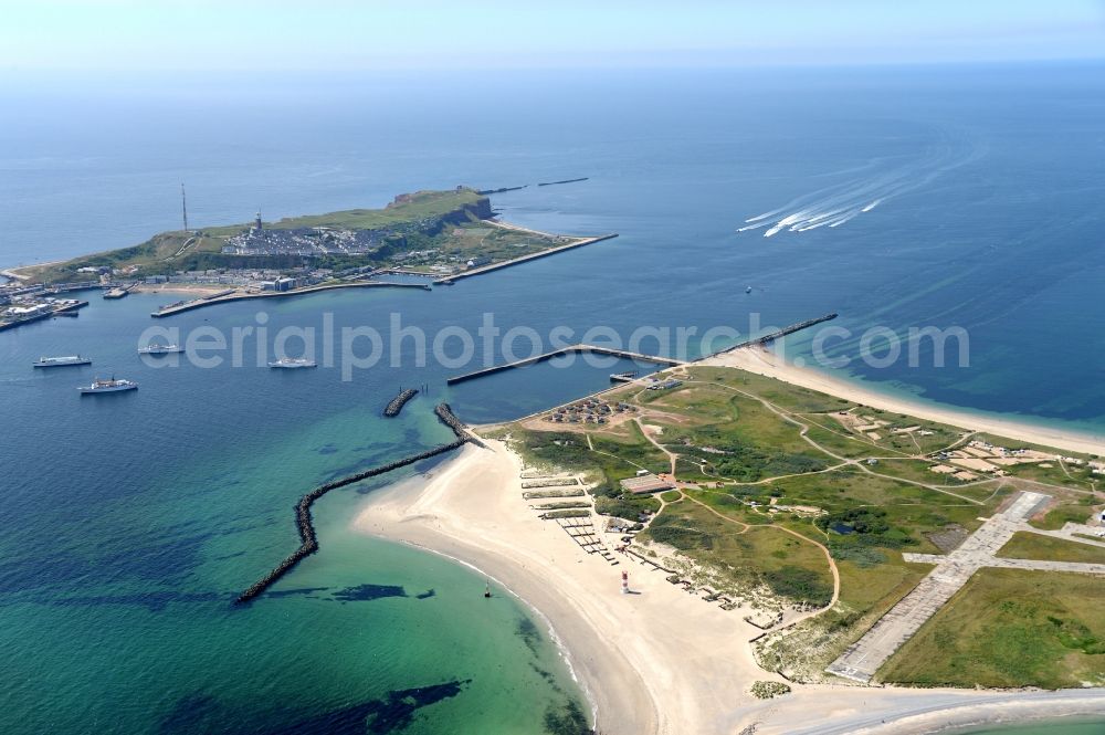 Helgoland from the bird's eye view: Coastline on the sandy beach of Helgoland dune in the North Sea at Helgoland in Schleswig-Holstein