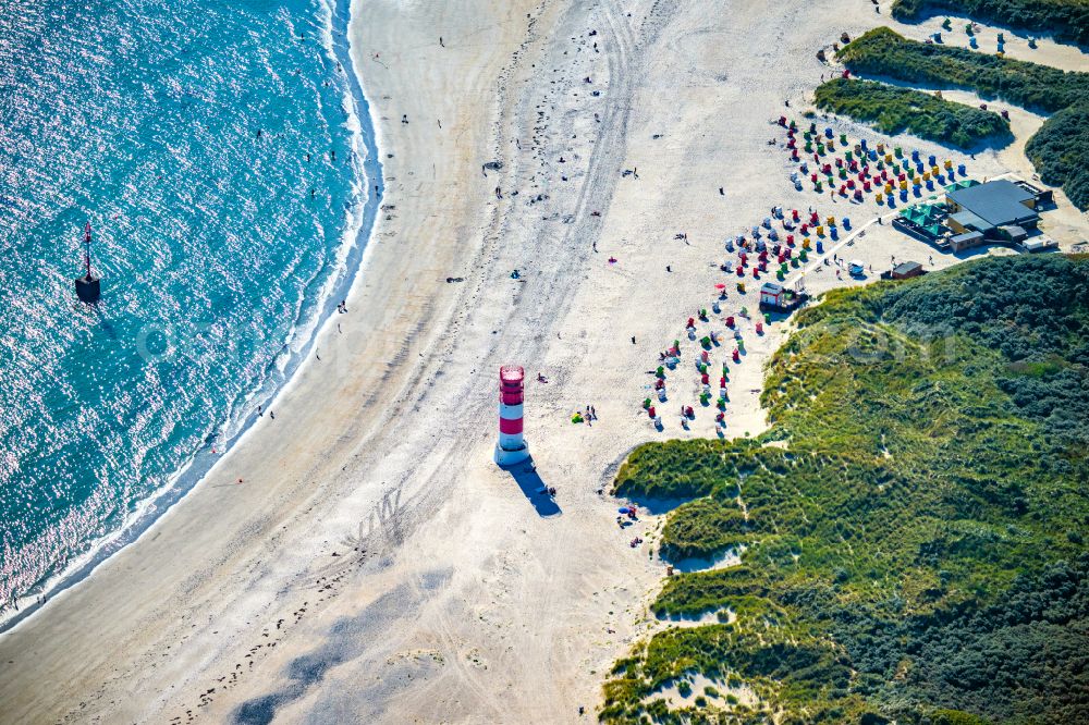 Aerial photograph Helgoland - Coastal landscape on the sandy beach with the lighthouse on the Helgoland dune in Heligoland in the state of Schleswig-Holstein