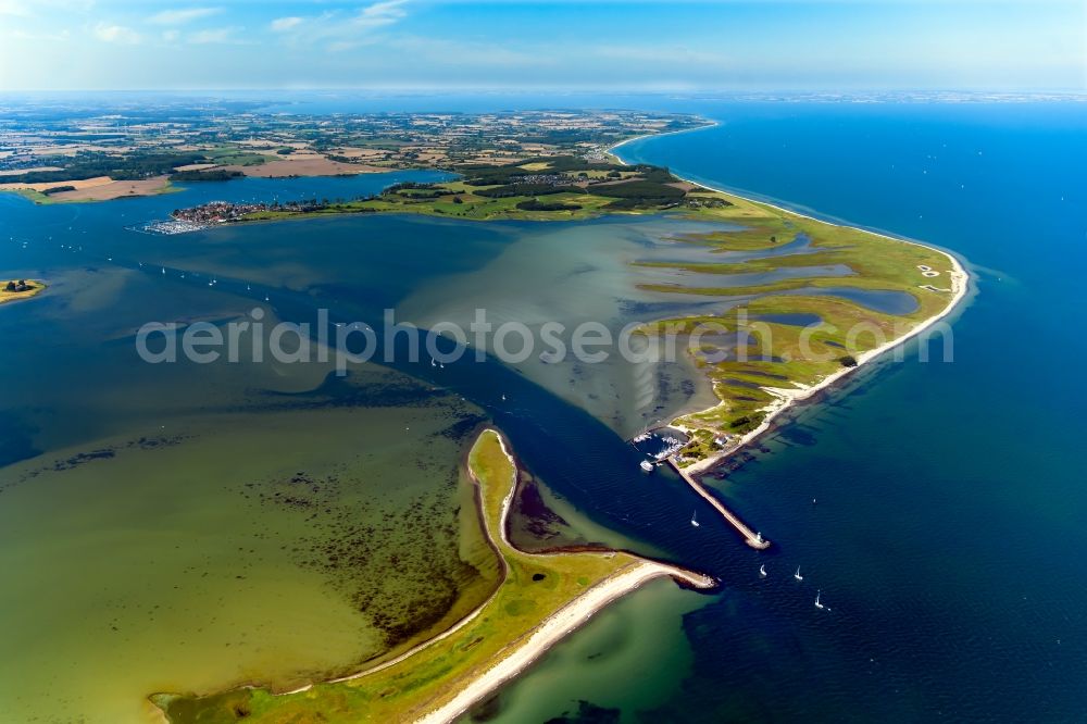 Aerial image Hasselberg - Coastline on the sandy beach of island Schleimuende on the baltic sea in Hasselberg in the state Schleswig-Holstein, Germany