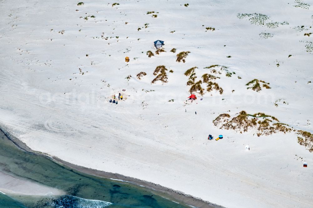 Aerial image Nebel - Coastline on the sandy beach of Nordsee- Insel Amrum in Nebel in the state Schleswig-Holstein