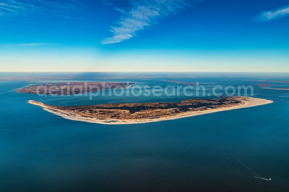 Aerial image Nebel - Sandy beach on the coastline of the North Sea island Amrum and Wadden Sea in the state Lower Saxony