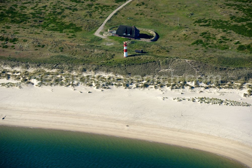 Aerial image List - Coastline on the sandy beach of North sea island Sylt in List in the state Schleswig-Holstein