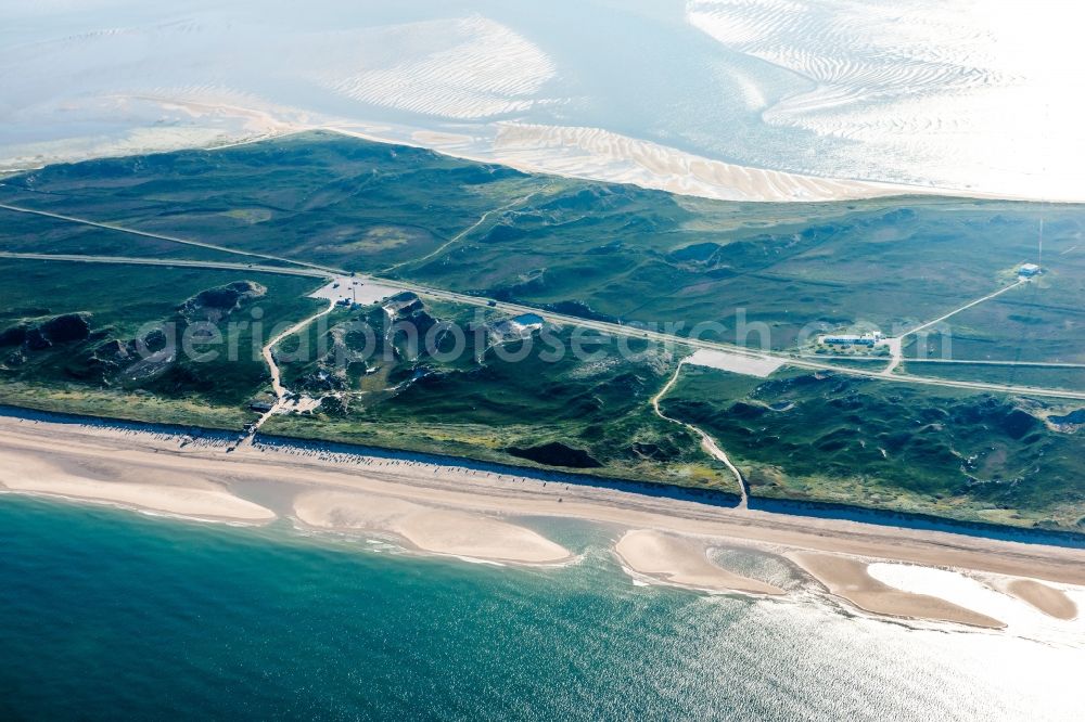 Sylt from above - Coastline on the sandy beach of North Sea in the district Rantum (Sylt) in Sylt in the state Schleswig-Holstein