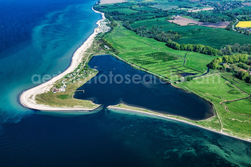 Altenhof from above - Coastline on the sandy beach of Baltic Sea in Aschau in the state Schleswig-Holstein