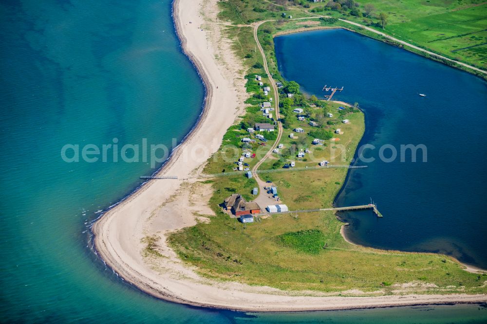 Aerial image Altenhof - Coastline on the sandy beach of Baltic Sea in Aschau in the state Schleswig-Holstein