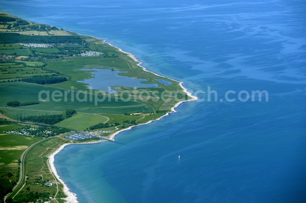 Aerial photograph Behrensdorf - Coastline on the sandy beach of the baltic sea in Behrensdorf in the state Schleswig-Holstein