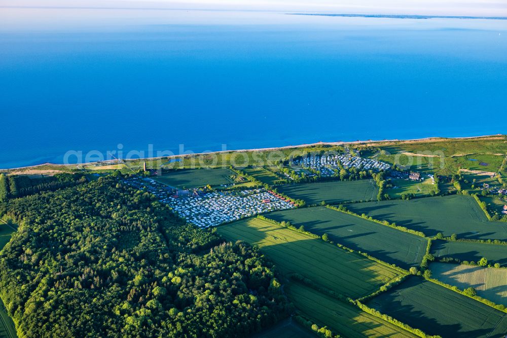 Aerial photograph Behrensdorf - Coastline on the sandy beach in Behrensdorf at the baltic coast in the state Schleswig-Holstein, Germany