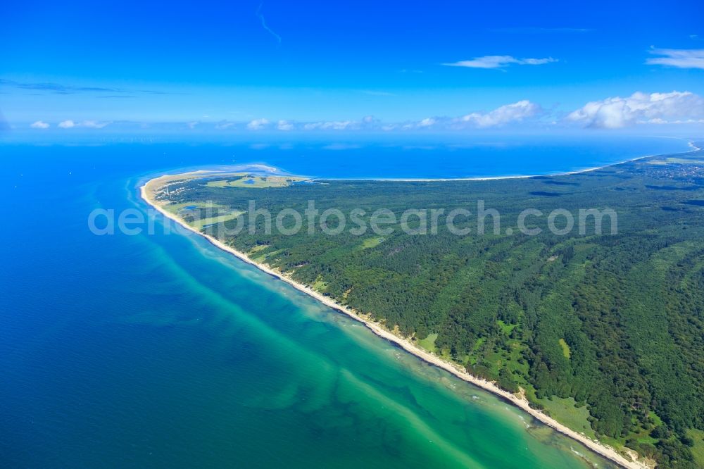 Aerial image Born am Darß - Coastline on the sandy beach of Baltic Sea in Born am Darss in the state Mecklenburg - Western Pomerania, Germany