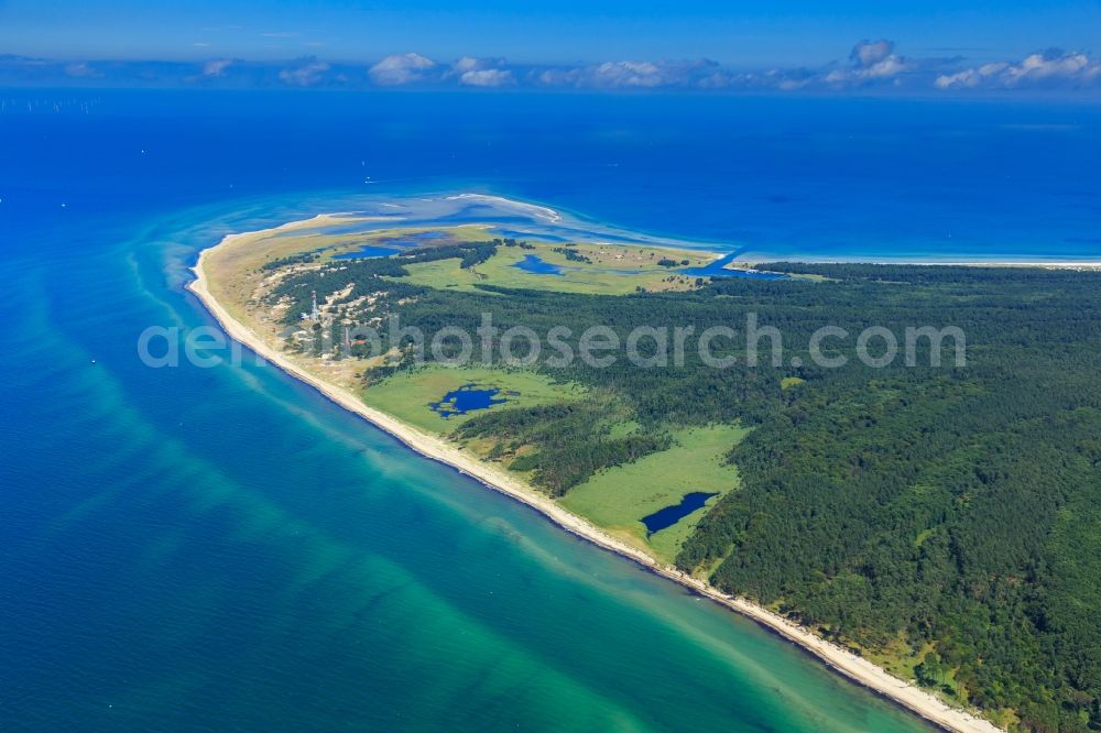 Born am Darß from above - Coastline on the sandy beach of Baltic Sea in Born am Darss in the state Mecklenburg - Western Pomerania, Germany