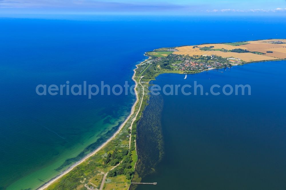 Dranske from above - Coastline on the sandy beach of Baltic Sea in Dranske in the state Mecklenburg - Western Pomerania, Germany