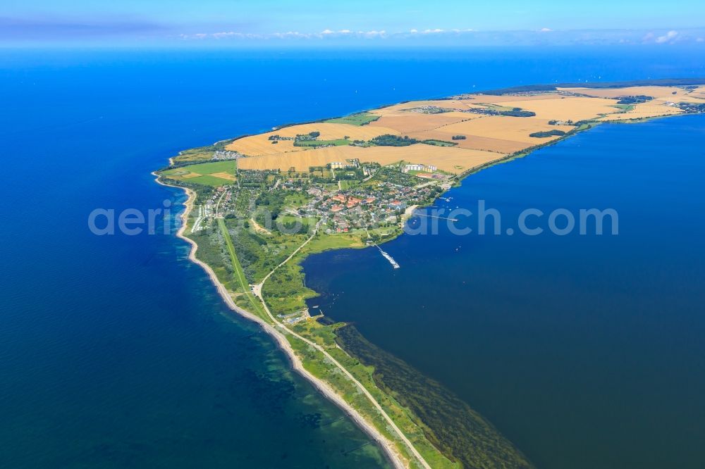 Aerial image Dranske - Coastline on the sandy beach of Baltic Sea in Dranske in the state Mecklenburg - Western Pomerania, Germany