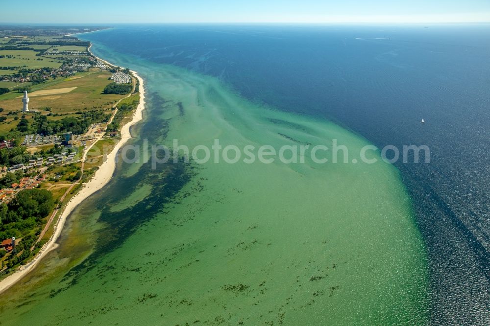 Neustadt in Holstein from above - Coastline on the sandy beach of Baltic sea in Neustadt in Holstein in the state Schleswig-Holstein