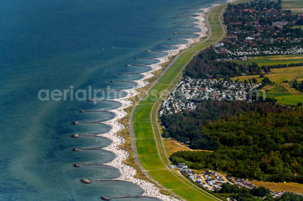 Aerial photograph Wisch - Zigzag coastline on the sandy beach of Ostsee- Kueste in Wisch in the state Schleswig-Holstein