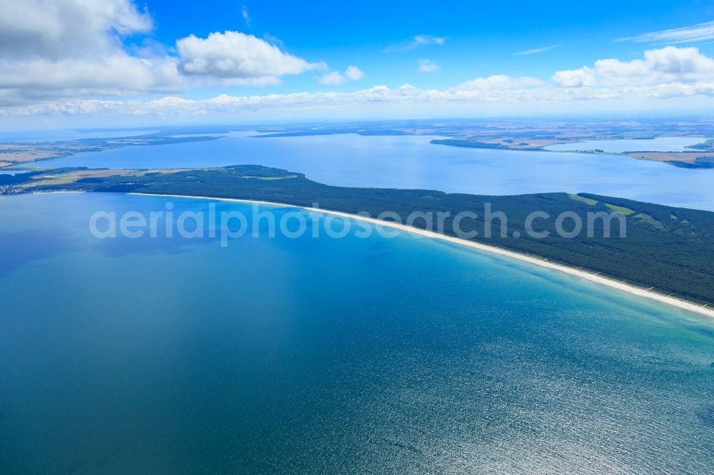 Breege from above - Coastline on the sandy beach of Baltic Sea in the district Juliusruh in Breege in the state Mecklenburg - Western Pomerania, Germany