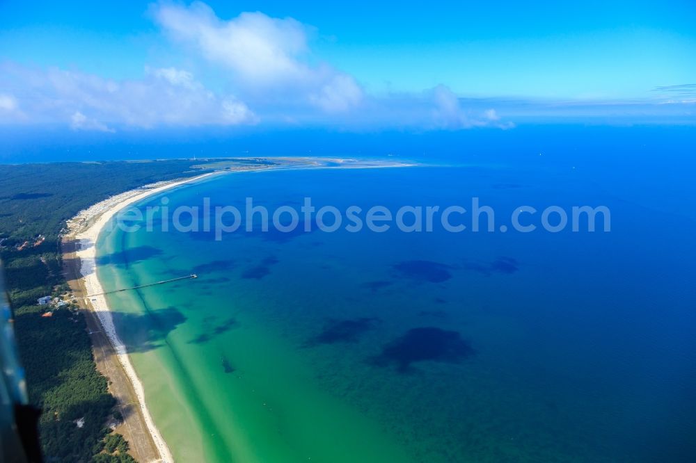 Prerow from above - Coastline on the sandy beach of Baltic Sea in Prerow in the state , Germany