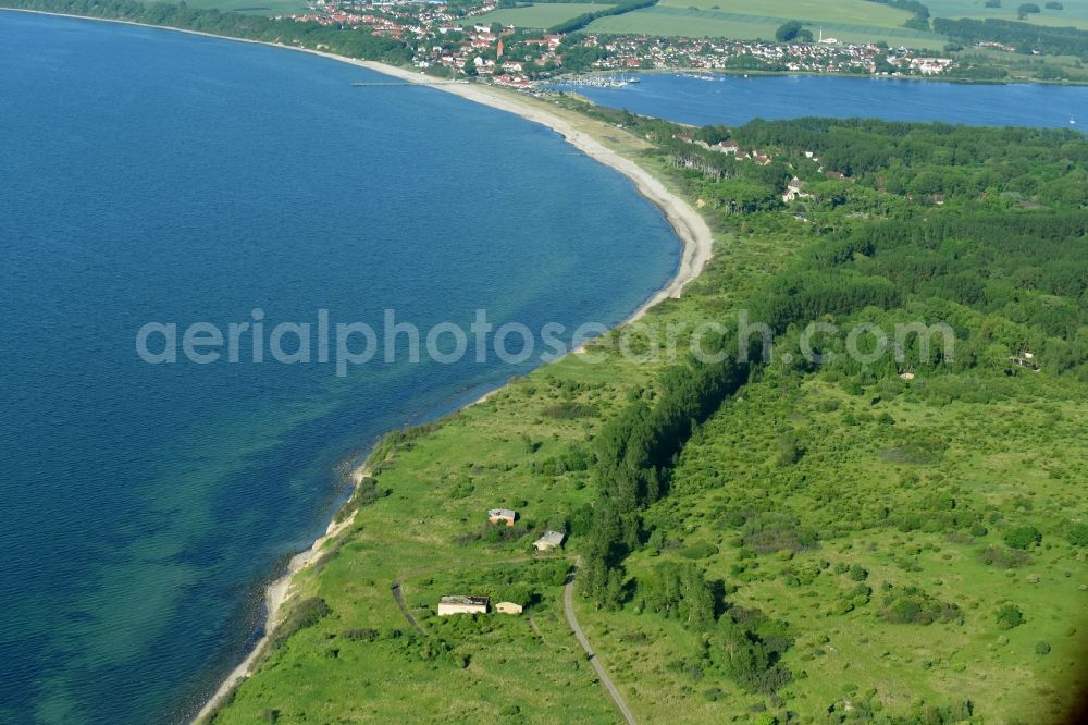 Aerial image Rerik - Coastline on the sandy beach of Baltic Sea in Rerik in the state Mecklenburg - Western Pomerania, Germany