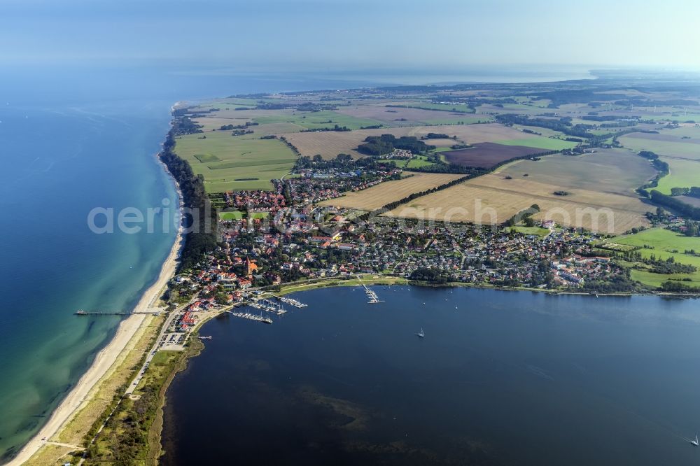 Rerik from above - Coastline on the sandy beach of Baltic Sea in Rerik in the state Mecklenburg - Western Pomerania, Germany