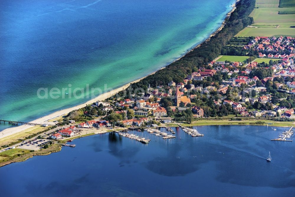 Aerial image Rerik - Coastline on the sandy beach of Baltic Sea in Rerik in the state Mecklenburg - Western Pomerania, Germany