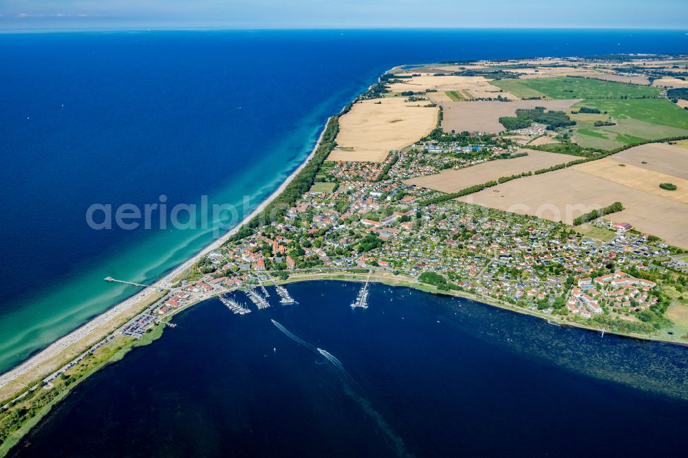 Rerik from above - Coastline on the sandy beach of Baltic Sea in Rerik in the state Mecklenburg - Western Pomerania, Germany