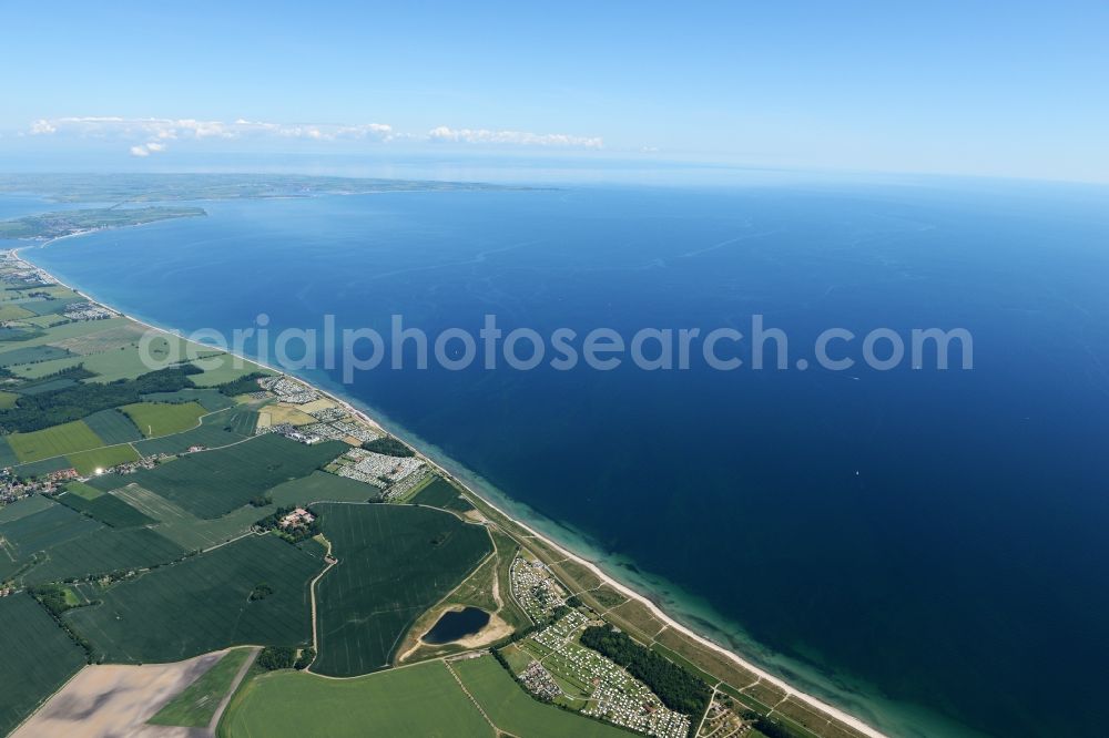 Aerial image Siggeneben - Coastline on the sandy beach of Baltic Sea in Siggeneben in the state Schleswig-Holstein