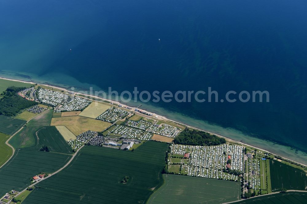 Aerial photograph Siggeneben - Coastline on the sandy beach of Baltic Sea in Siggeneben in the state Schleswig-Holstein