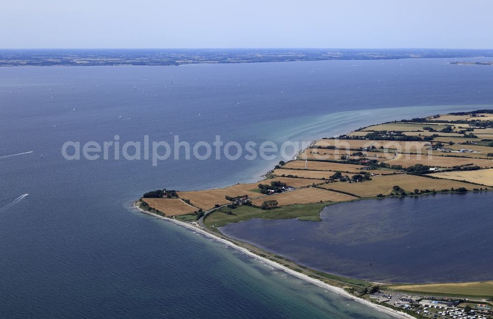 Sydals from the bird's eye view: Coastline on the sandy beach of Baltic Sea in Sydals in Denmark