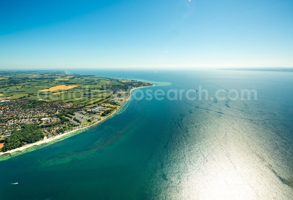 Travemünde from above - Coastline on the sandy beach of Ostsee in Travemuende in the state Schleswig-Holstein