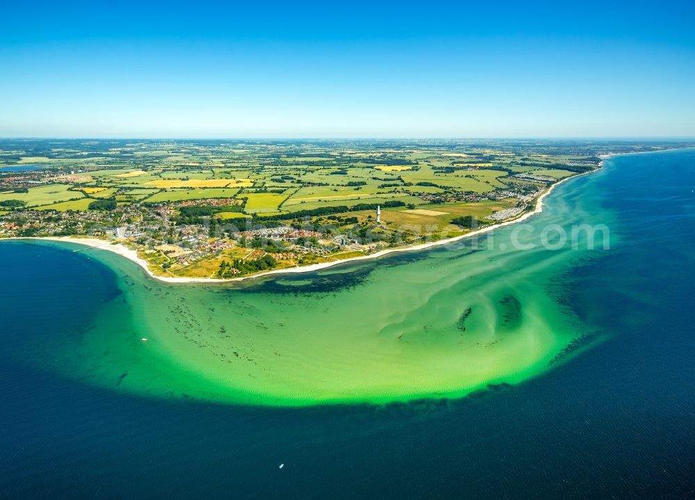 Travemünde from above - Coastline on the sandy beach of Ostsee in Travemuende in the state Schleswig-Holstein