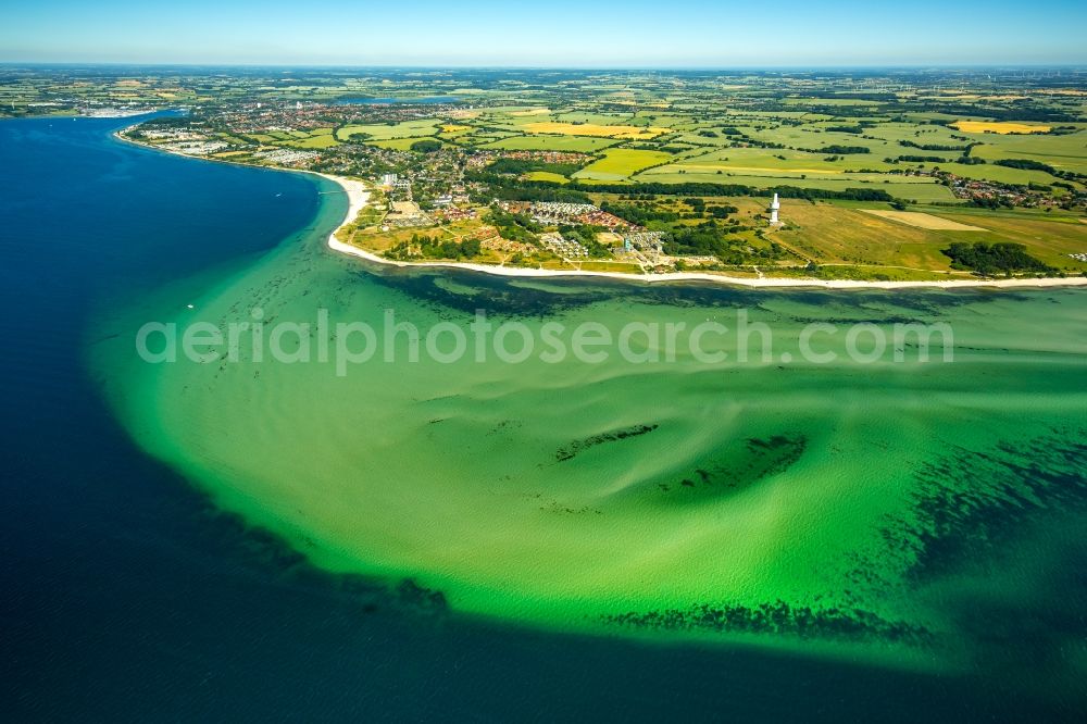 Travemünde from above - Coastline on the sandy beach of Ostsee in Travemuende in the state Schleswig-Holstein