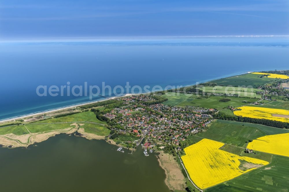 Aerial photograph Wustrow - Coastline on the sandy beach of Baltic Sea in Wustrow in the state Mecklenburg - Western Pomerania, Germany